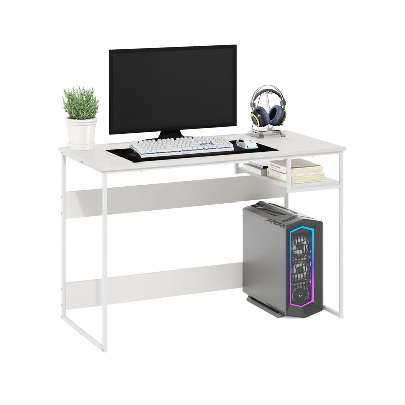 Metal Base Writing Desk, 29.69" H x 45" W x 20" D, White