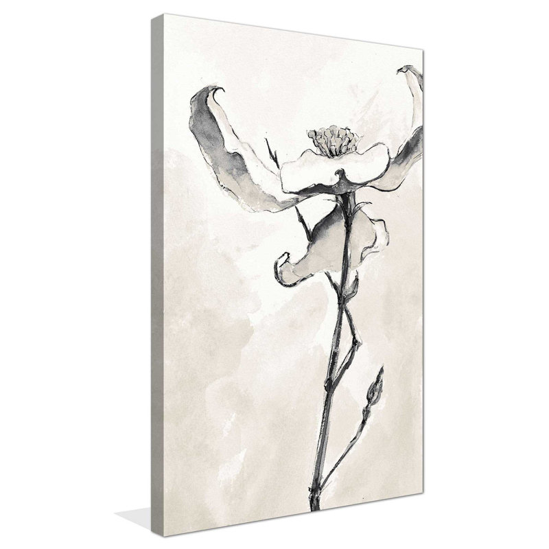 Récolte taupe solitaire Dogwood IV - peinture, L 18 po x H 30 po, Toile tendue