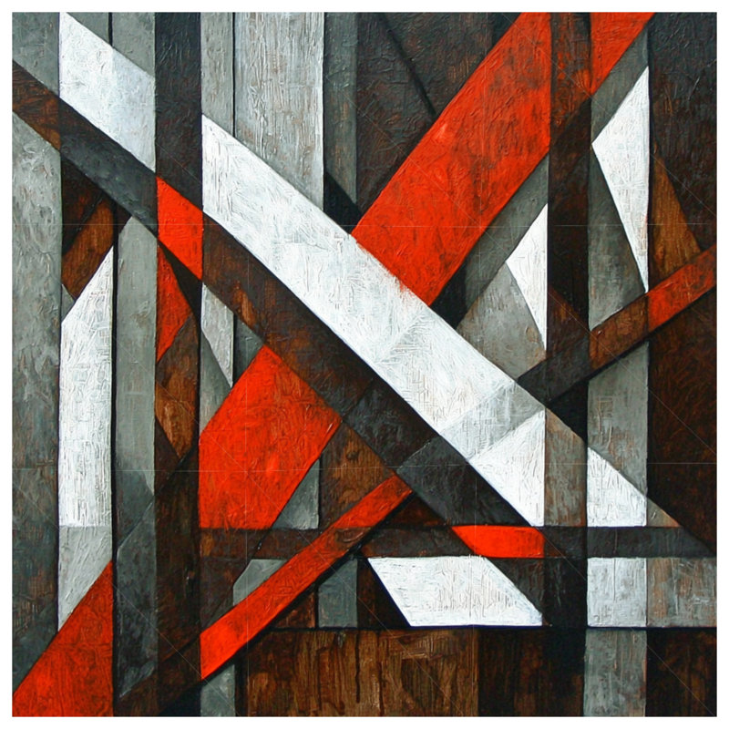 Coussin décoratif abstrait, coussins double face Art, Carré 26 po, Géométrique rouge