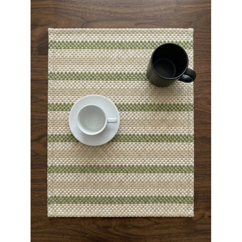 Red Marina Stripe Indoor Outdoor Placemat, Green