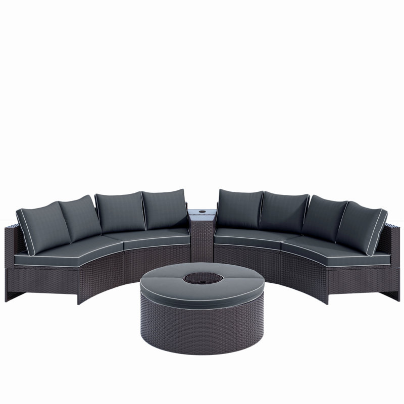 Oronogo Wicker 6 - Person Patio Conversation Set with Cushions