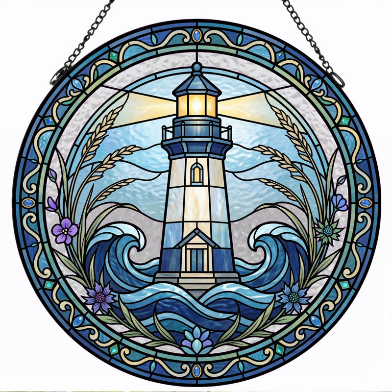 Panneau de vitrail de fenêtre de phare ， H 12 po, H 12 po