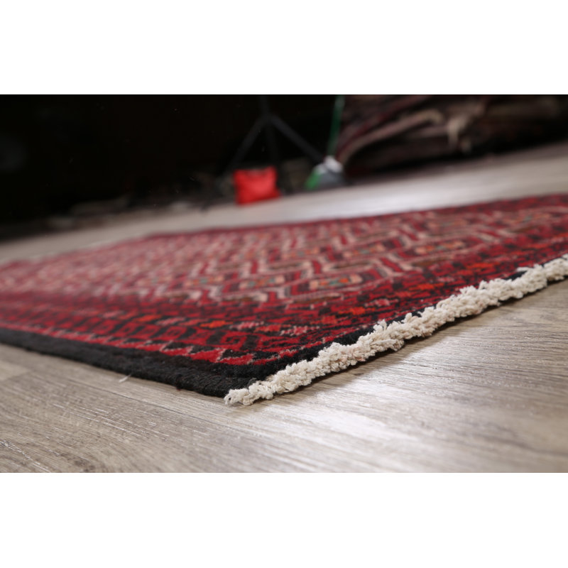 Tapis de zone en laine 3 pi 3 po x 6 pi 3 po one-of-kind à la main-noué la new age balouch Midford