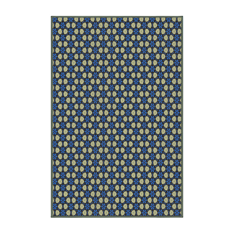 Tapis à motif géométrique turquoise, Rectangle 5 pi x 7 pi