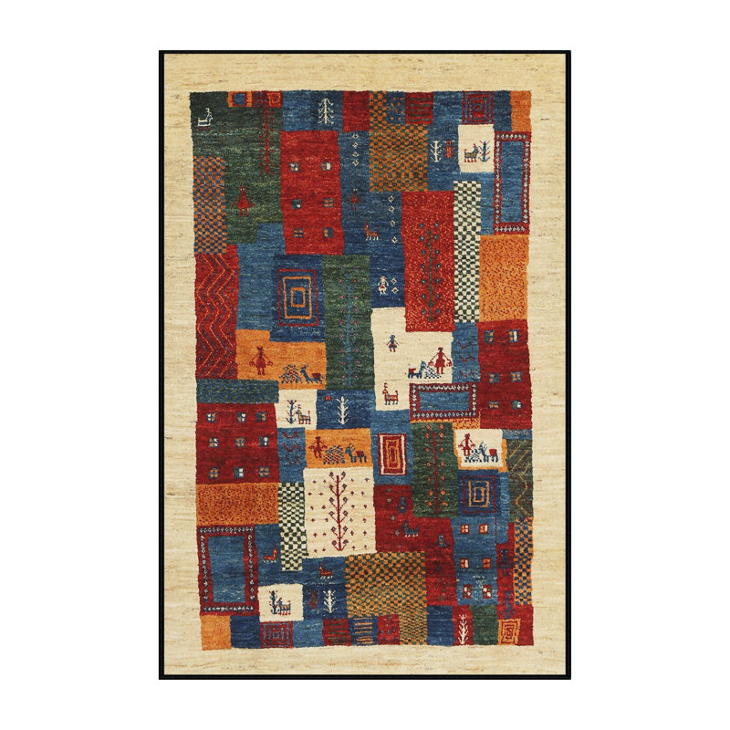 Tapis beige/brun/gris contemporain, Rectangle 5 pi x 8 pi