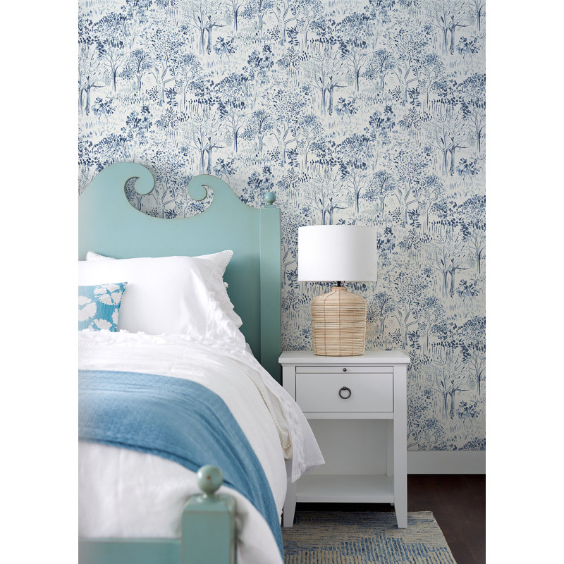 Rouleau de papier peint lisse L 33 pi x l 20,5 po Catoya Forest, Bleu marine