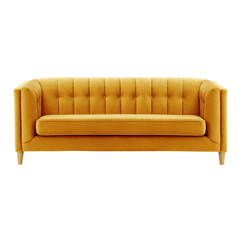 Odina 3 Seater Velvet Sofa, Yellow