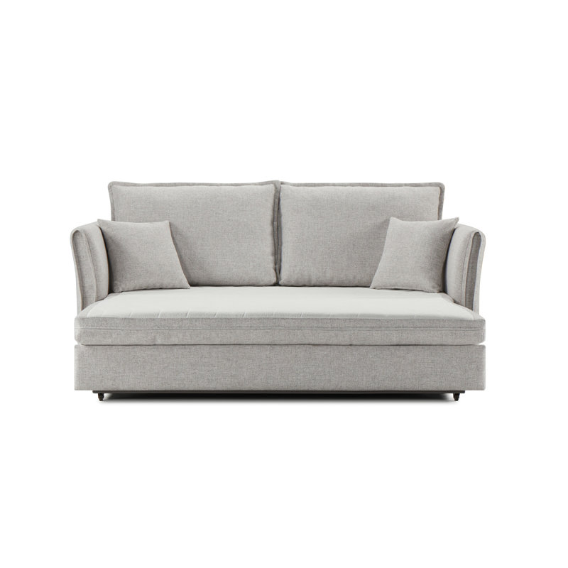 Canapé-lit modulaire en chenille Oren avec rangement et 2 coussins décoratifs Oren