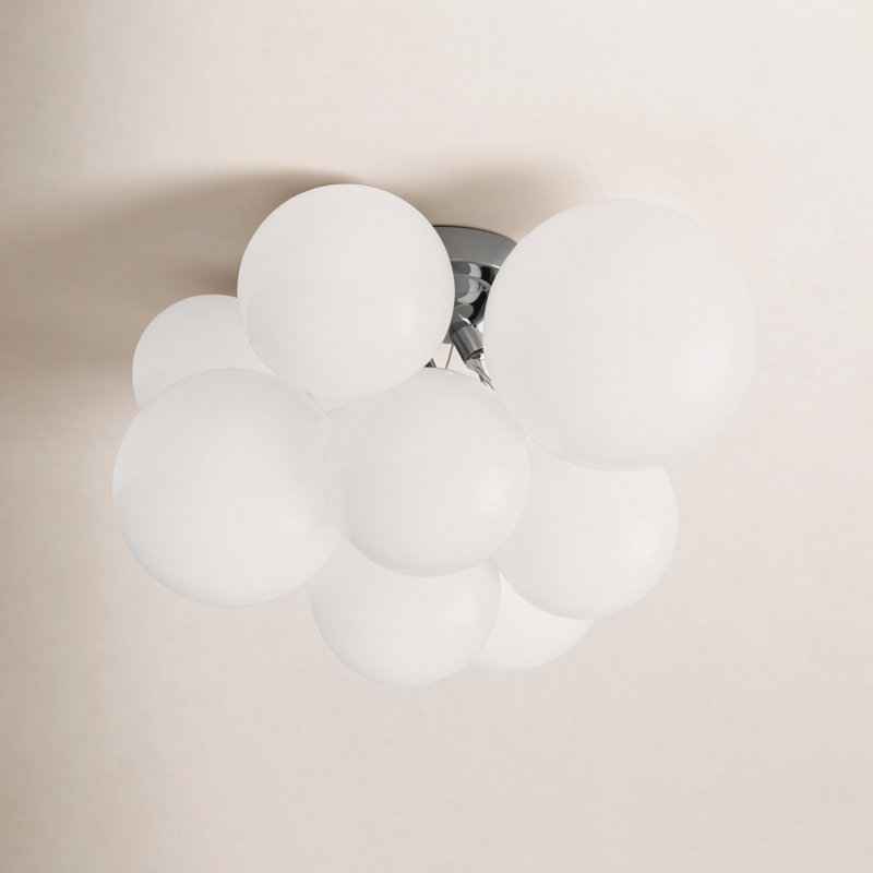 Plafonnier blanc opale Clarksdale 120 W, Chrome
