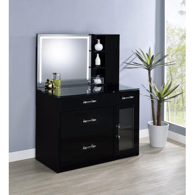 Flora 2-Drawer Vanity Set With LED Mirror High Gloss