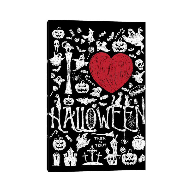 I Love Halloween 1 Piece Wrapped Canvas Wall Art, 20.32 cm H x 30.48 cm W