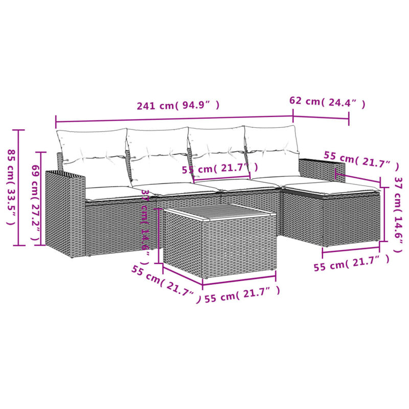 Ensemble de canapé de jardin Vidaxl beige, blanc crème