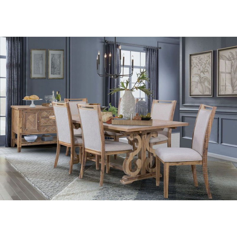 Croley Natural Wood Carved Dining Set