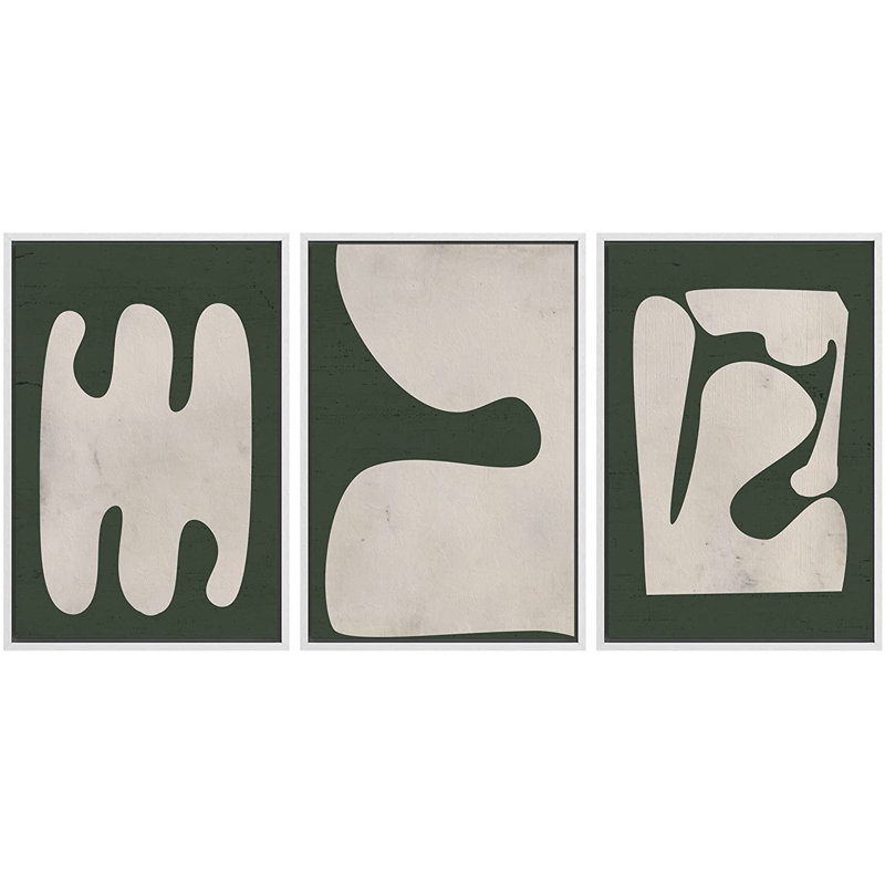 Modern Geometric Abstract Framed Canvas Art Set, 16" x 24"