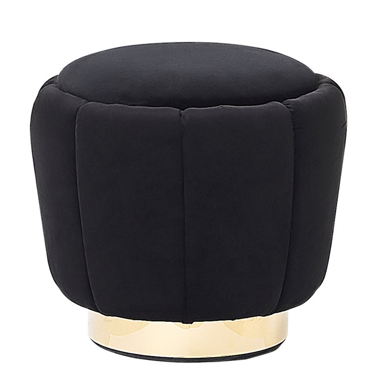 Scarlett 43cm Wide Tufted Round Standard Ottoman, Black