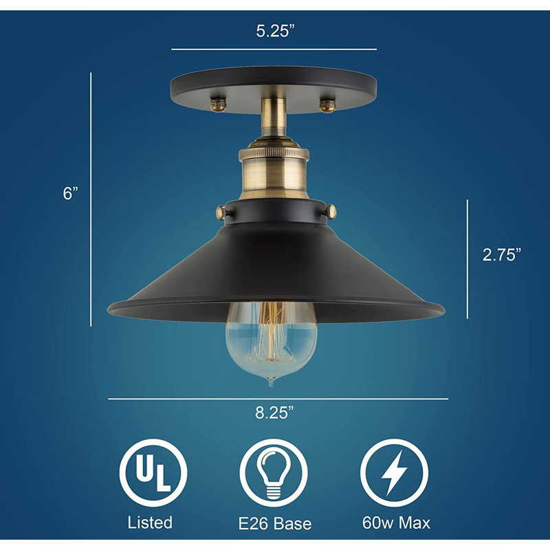 Gravette Semi Flush Mount, Antique Brass