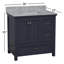 Ensemble de meuble-lavabo simple 36 po avec meuble gris marine et comptoir en marbre de Carrare Maven-347682038