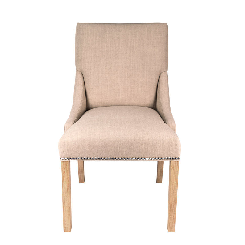 Chaise parsons rembourrée Anaisia, Blanc, Galet