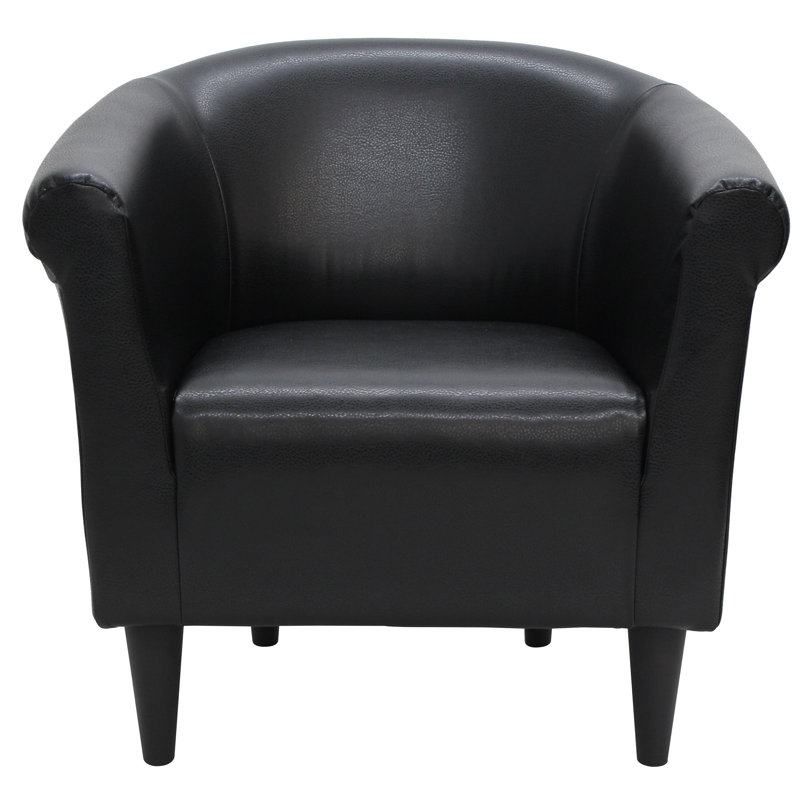 Fauteuil demi-tonneau l 30,5 po Liam, Similicuir noir