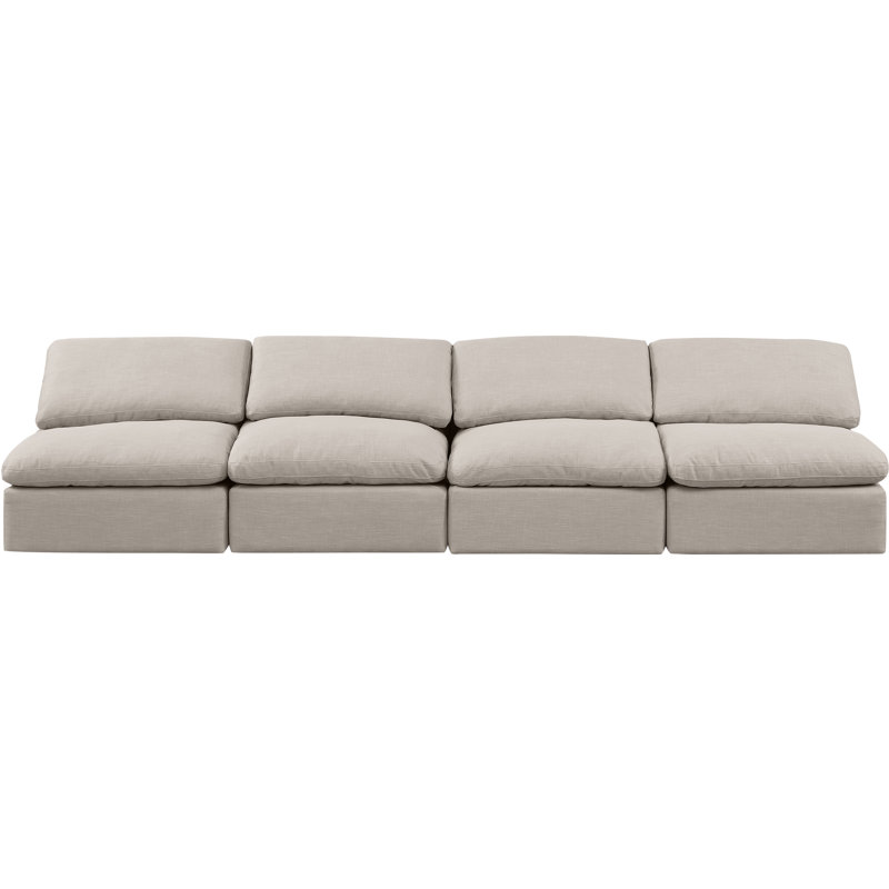 Canapé rembourré 140 po Itala, Tissu beige texturé en lin