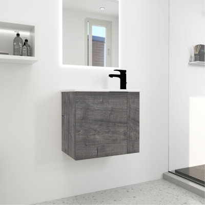 Meuble-lavabo de salle de bain avec lavabo 22 po pour petite salle de bain, meuble-lavabo flottant avec porte à fermeture douce