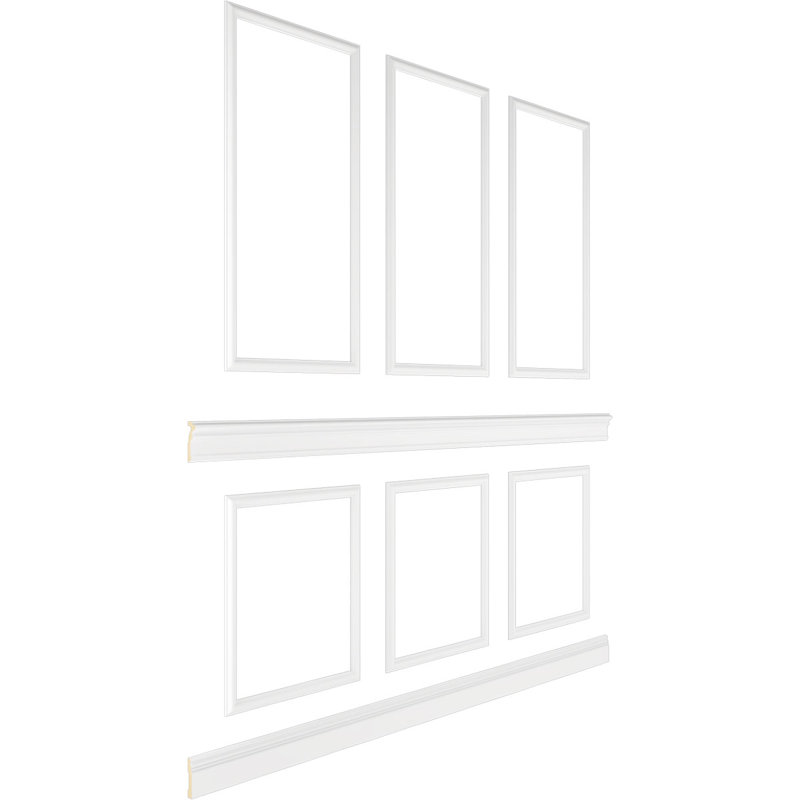 94 1/2"L (Adjustable 108"H to 132"H) Ashford Square Panel Stacked Wall Wainscot Paneling Kit