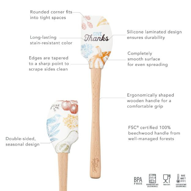 Spatulart Give Thanks Wood Handled Spatula