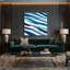 Art mural horizontal horizontal rayé sur toile vert azur-806586492