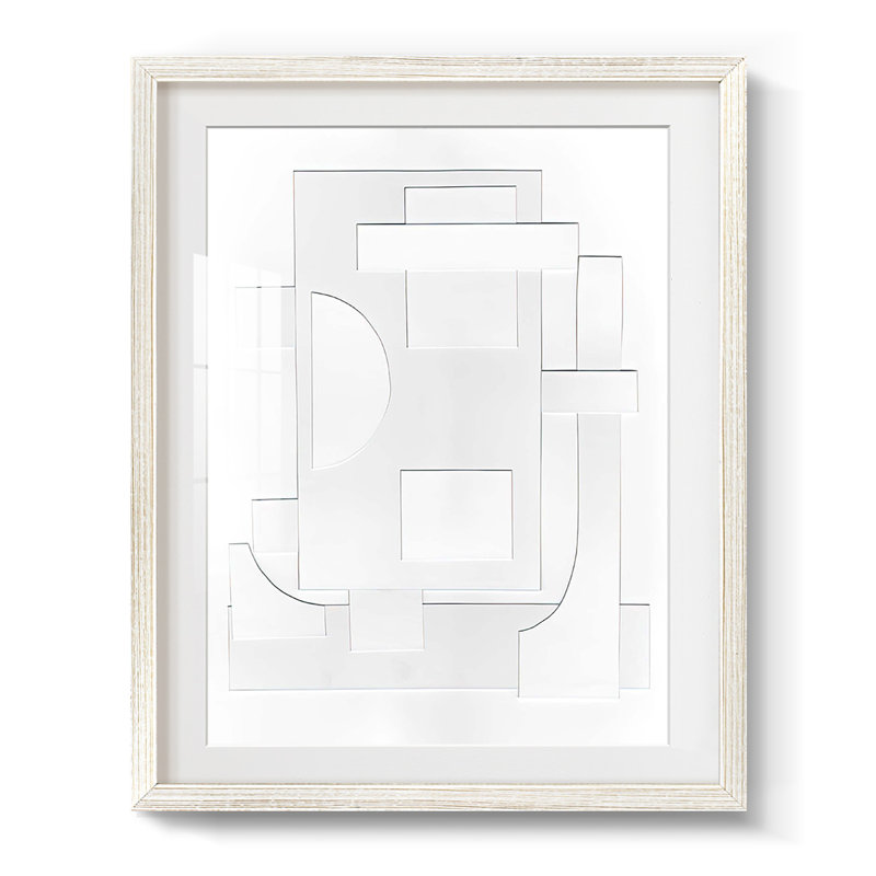 Blanc géométrique II - impression encadrée, H 28,5 po x l 20,5 po, Blanc