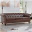 Canapé Chesterfield 84,65 po à accoudoirs rembourrés en polyuréthane brun foncé.-824275093
