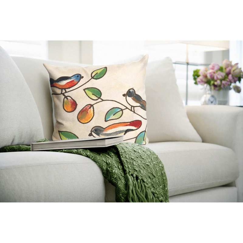 Outdoor Throw Pillow, 20" x 20", Cream