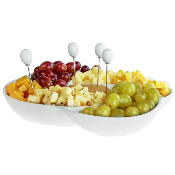 Fruits Snack Storage Plate Divided Serving Tray With Handle Food