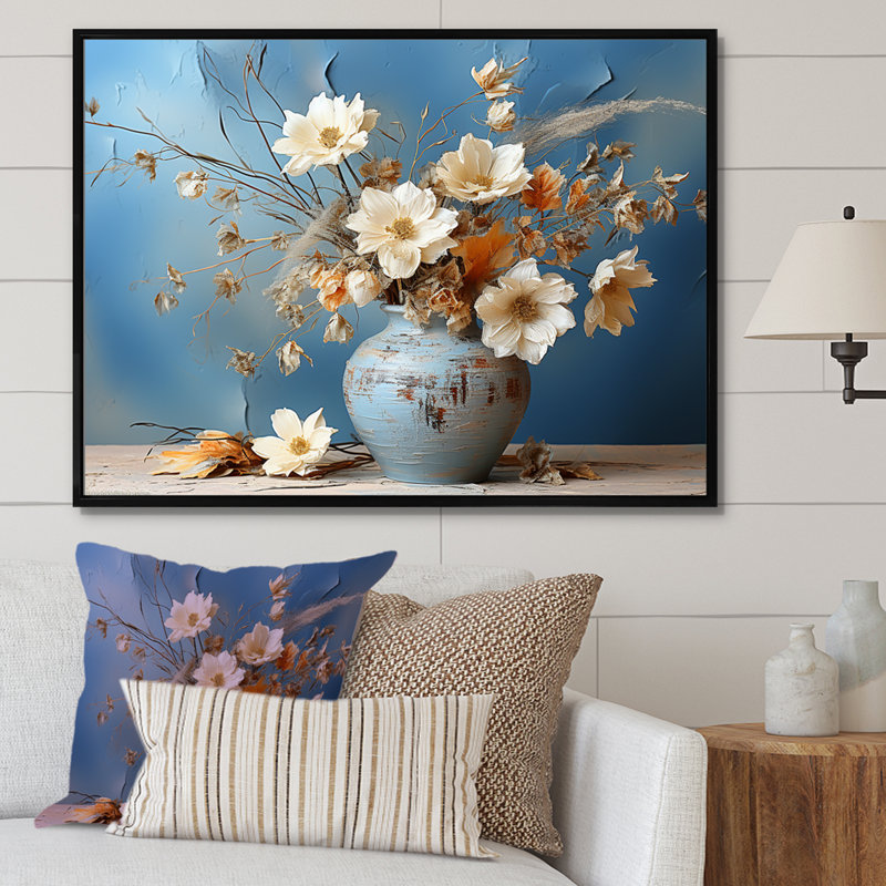 Nature morte avec bouquet de fleurs sauvages I, H 30 po x l 40 po x P 1,5 po, Cadre flottant noir