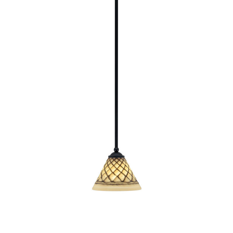 Mini-luminaire suspendu suspendu Zilo, fini granit foncé avec verre de 7 po, Noir mat