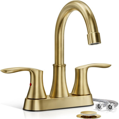4 in Bathroom Sink Faucet 2 Handle 3 Hole Basin Vanity Mixer with Drain