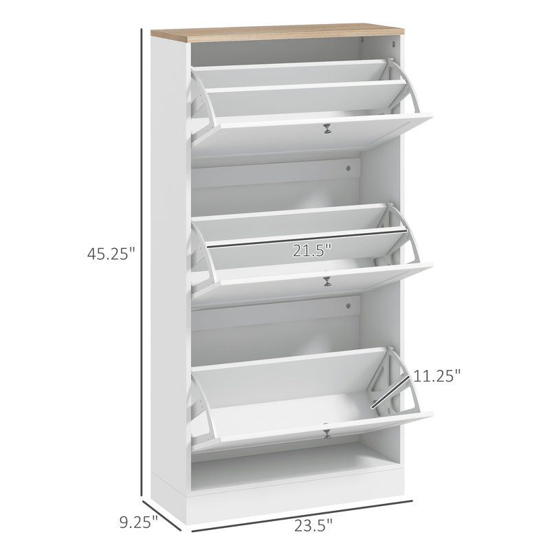 18 Pair Flip Down Shoe Storage,wood, White