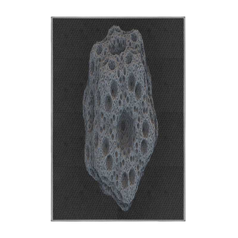 Tapis noir/bleu à motifs, Rectangle 3 pi x 5 pi