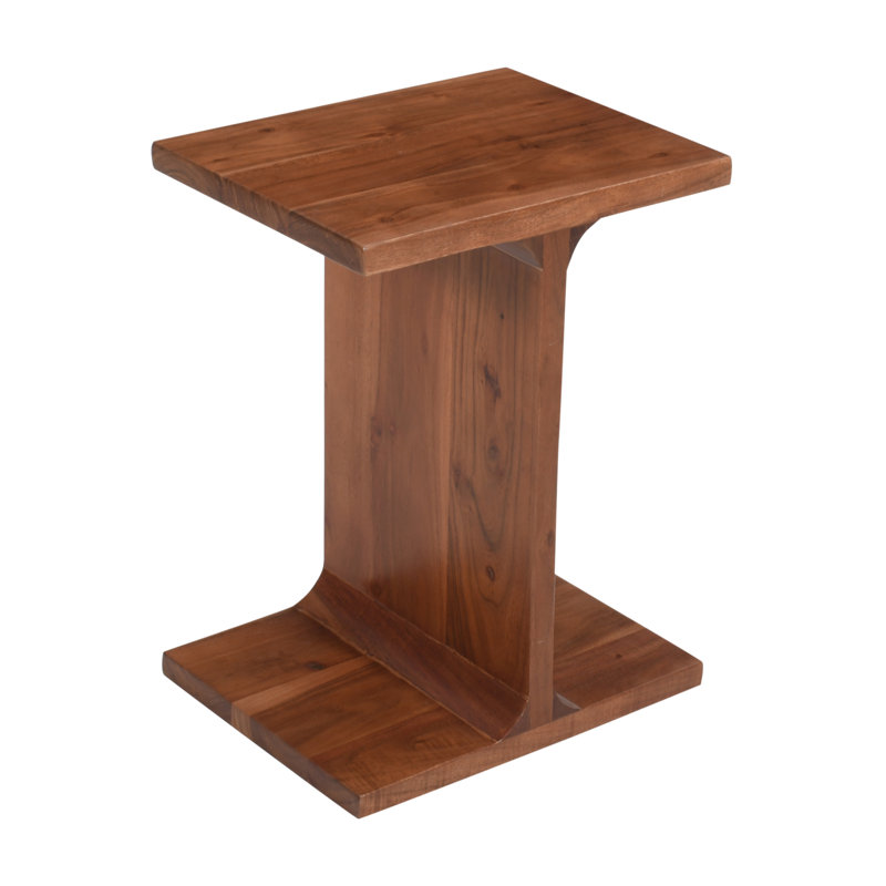 Gundars Solid Wood Modern Accent End I-Table - Natural, Dark Brown