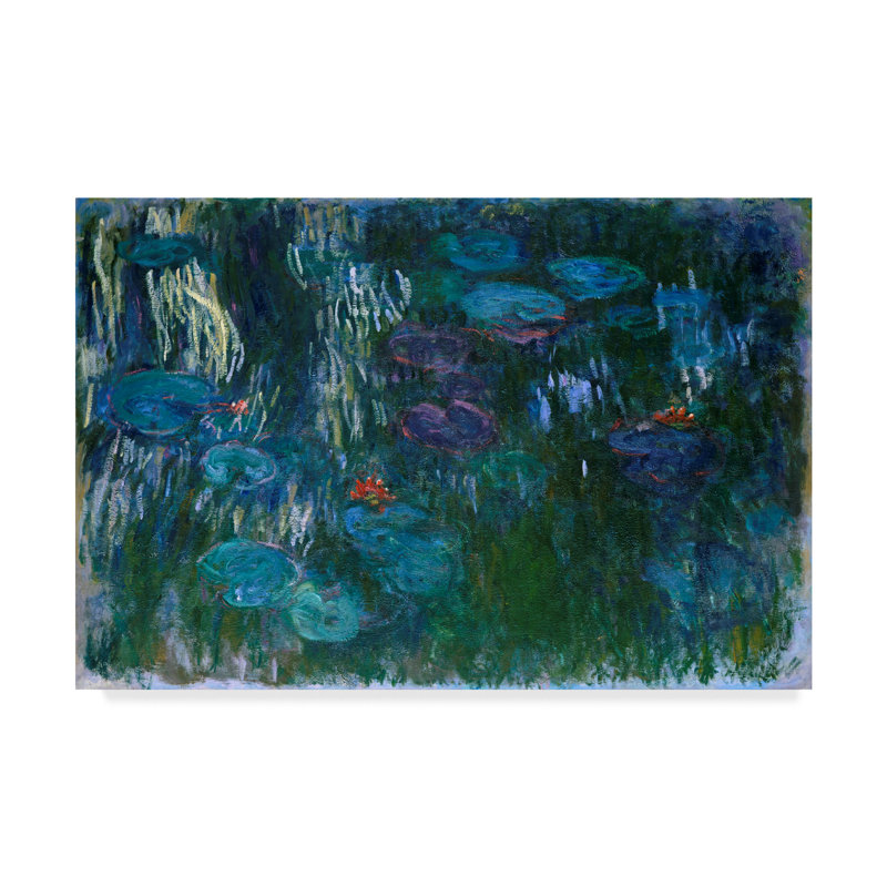 «Blue Water Lilies II» par Claude Monet - reproduction d'art sur toile, H 12 po x l 19 po x P 2 po