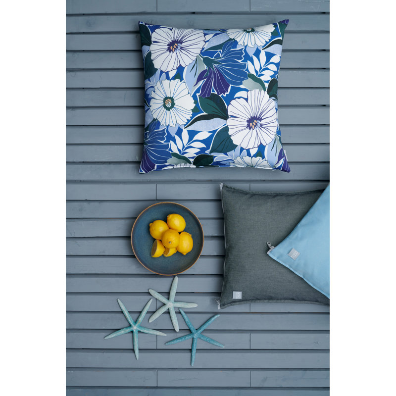 Astrid Floral Square Cushion, Blue, 39cm H x 39cm W x 5cm D