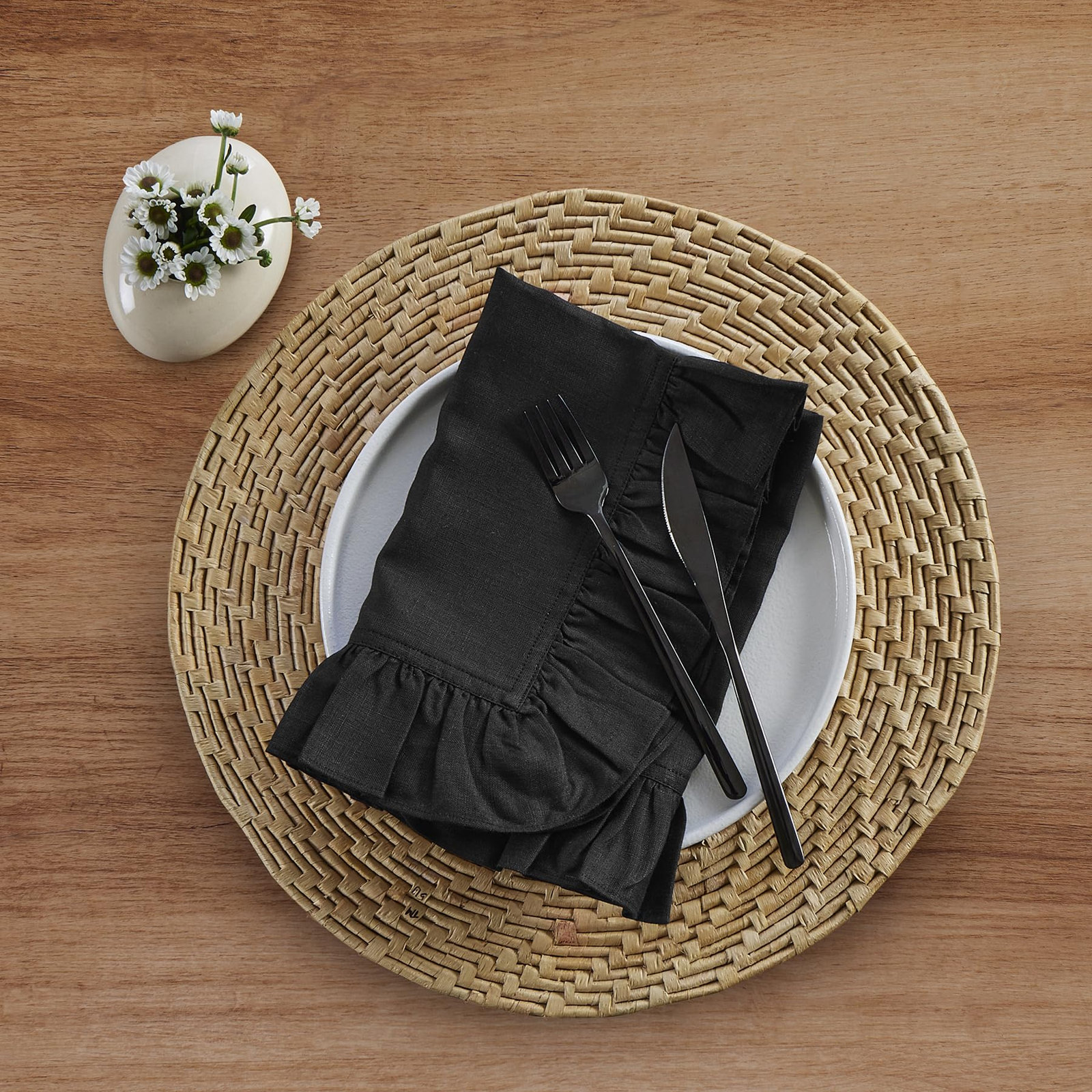 100% Linen Napkin, Black