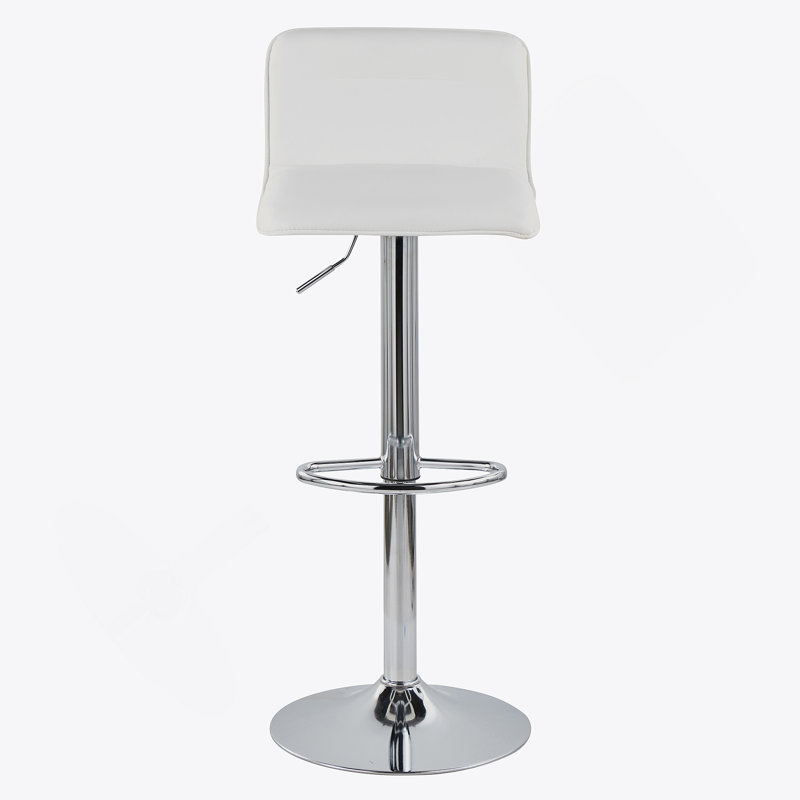Tabouret de bar réglable en métal chromé et similicuir blanc - ensemble de 2, Blanc