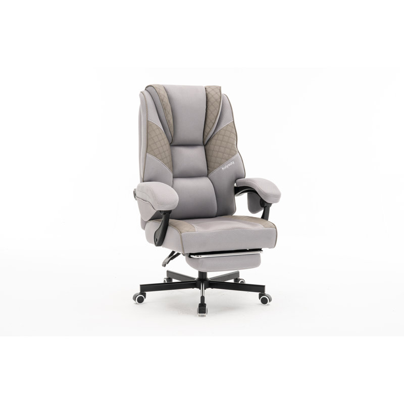 Ergonomic Office Gaming Chair With Adjustable Armrests & Retractable Footrest, Gray