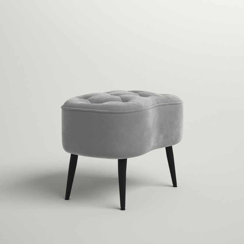 Velvet Ottoman, Gray Velvet