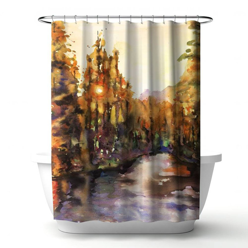 Shower Curtain LA155 – Polyester Shower Curtain, Dye Sublimation Print, 71" W × 74" L