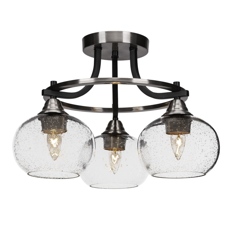 Plafonnier semi-encastré 3 lumières Achen, Bulle transparente