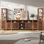 Meuble télé pour téléviseur de 100 pouces Farmhouse, centre de divertissement avec tablettes - console multimédia à 6 portes avec tablettes réglables, armoire de rangement pour le salon, cinéma maison, brun rustique