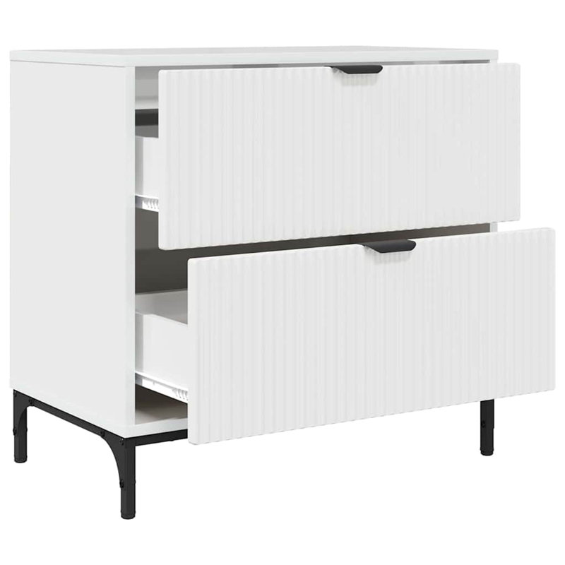 63.5cm W Manufactured Wood Bedside Table, High Gloss White