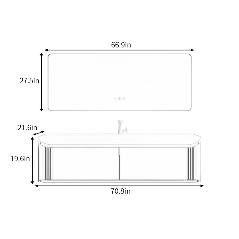 Light luxury minimalist bathroom cabinet, Noir, 19.6" H x 70.8" W x 21.6" D