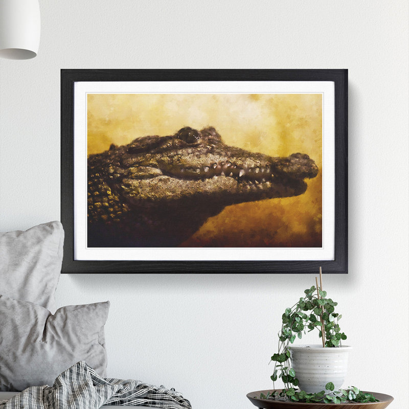 Alligator - Framed Print, 27cm H x 36cm W x 2cm D, Black Framed